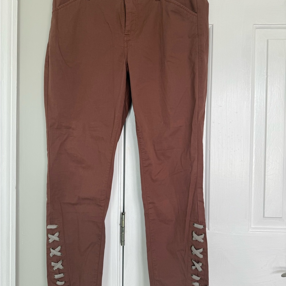 Anthropologie Cartonnier Brown Lace-Up Ankle Jeans